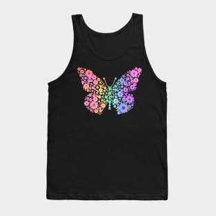Rainbow Flower Spring Butterfly Silhouette Tank Top